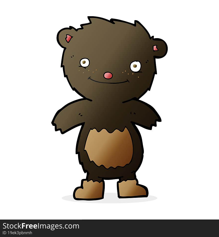 Cartoon Teddy Black Bear Wearing Boots