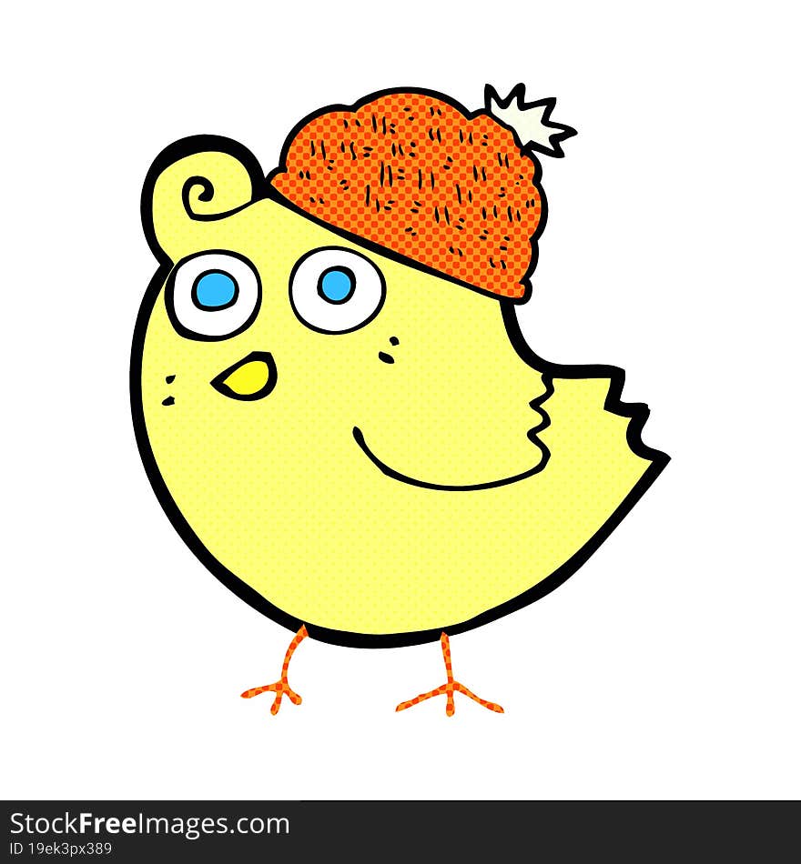 Cartoon Bird Wearing Hat