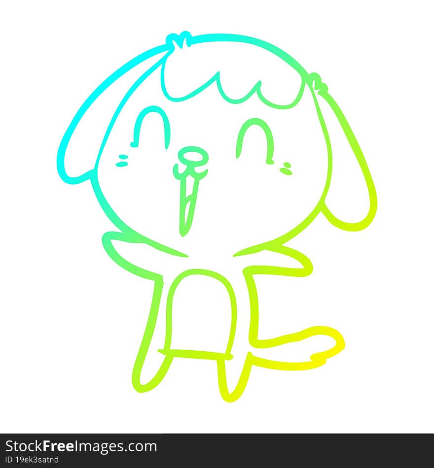 cold gradient line drawing cute cartoon dog