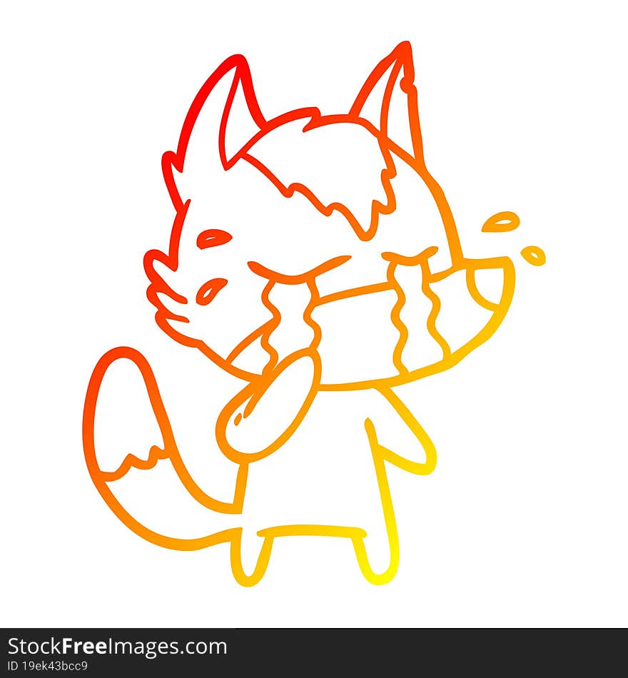 warm gradient line drawing cartoon crying wolf