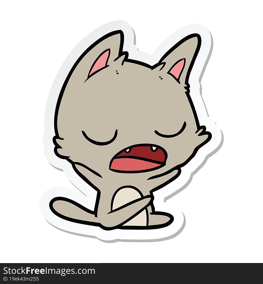 Sticker Of A Talking Cat Cartoon