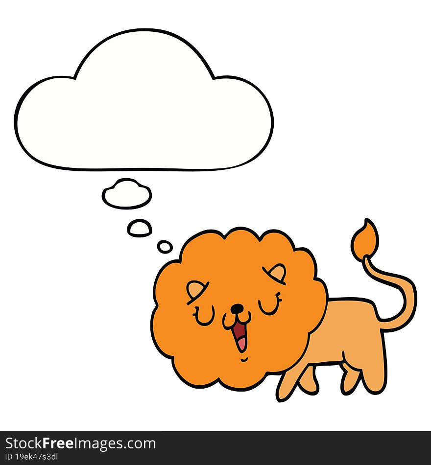 cute cartoon lion and thought bubble