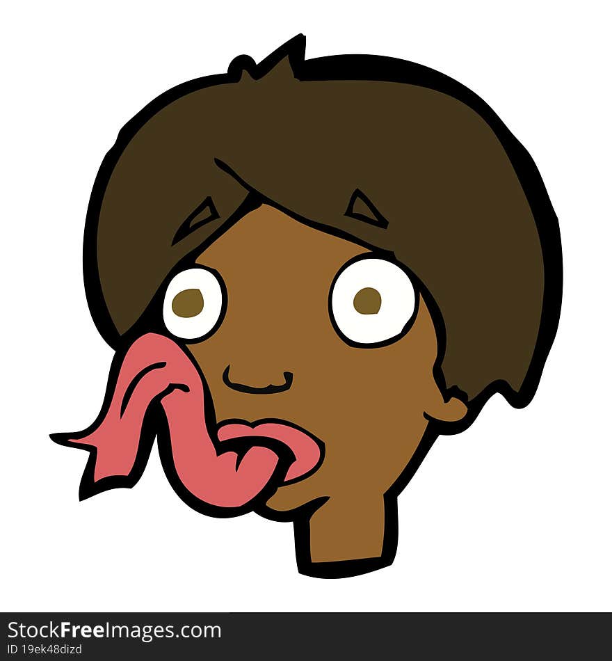 cartoon head sticking out tongue