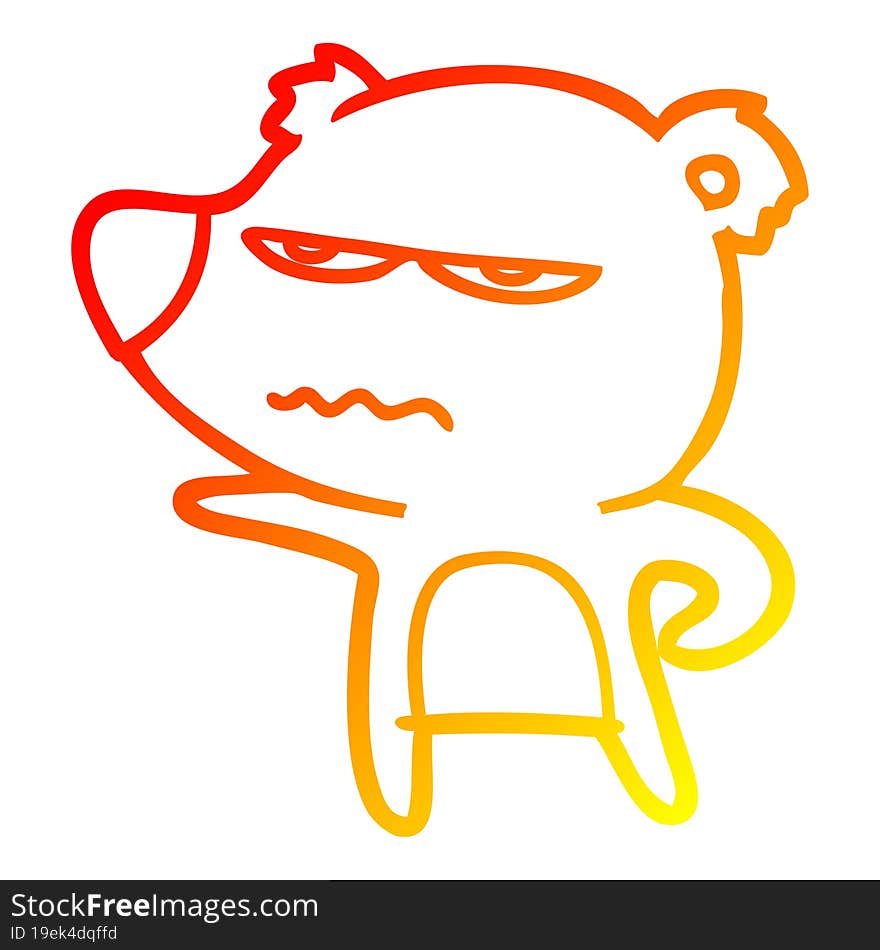 warm gradient line drawing annoyed bear cartoon