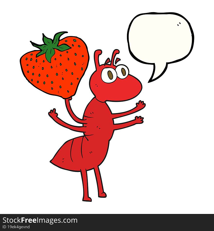 Speech Bubble Cartoon Ant Carrying Food