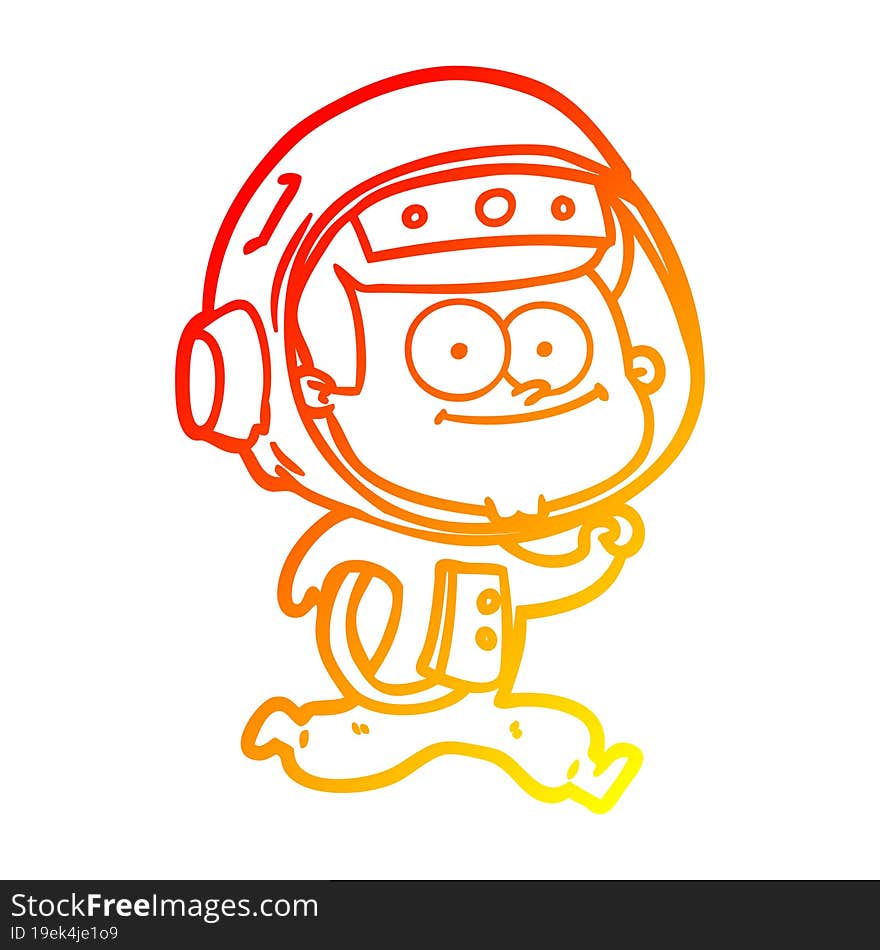 warm gradient line drawing happy astronaut cartoon