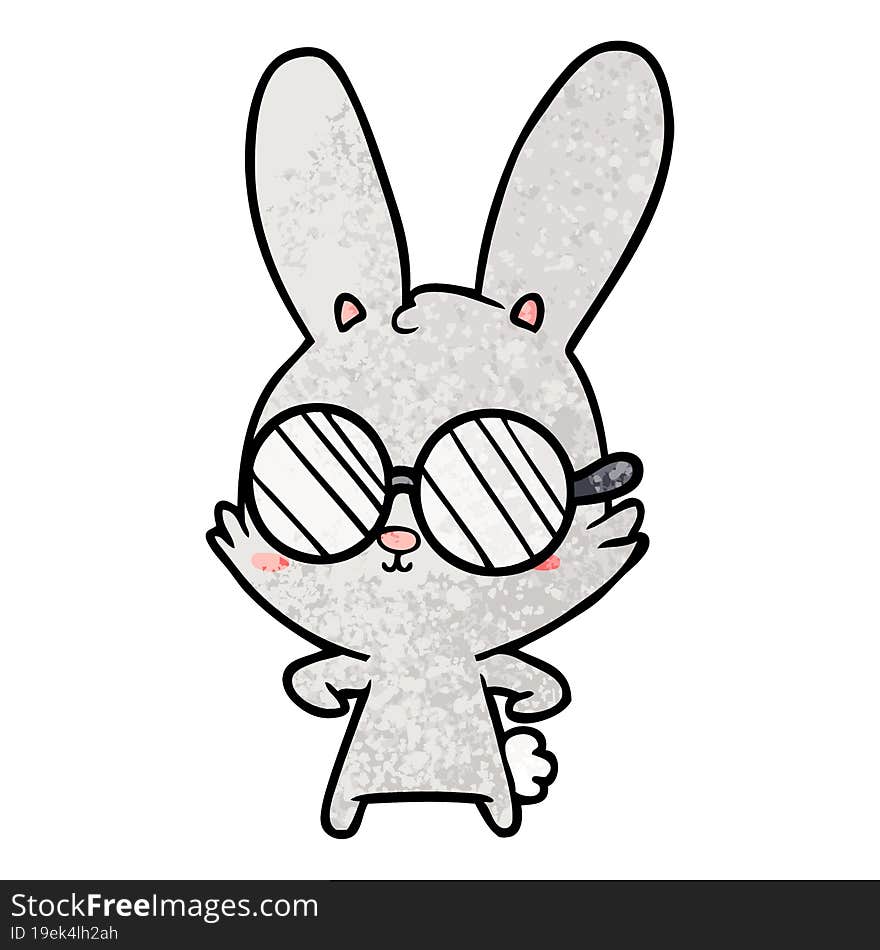 cute cartoon rabbit wearing glasses. cute cartoon rabbit wearing glasses