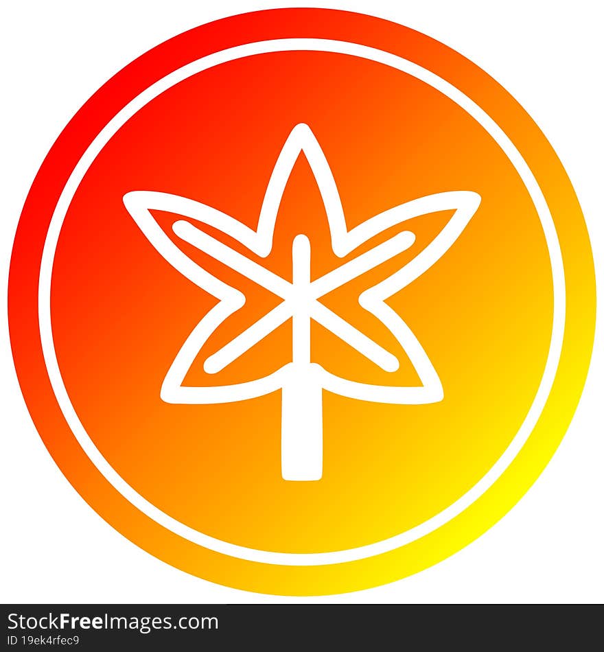 marijuana leaf circular in hot gradient spectrum