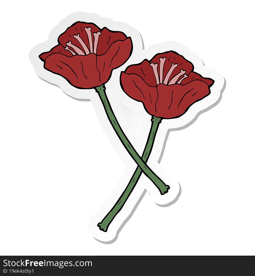 sticker of a cartoon flowers