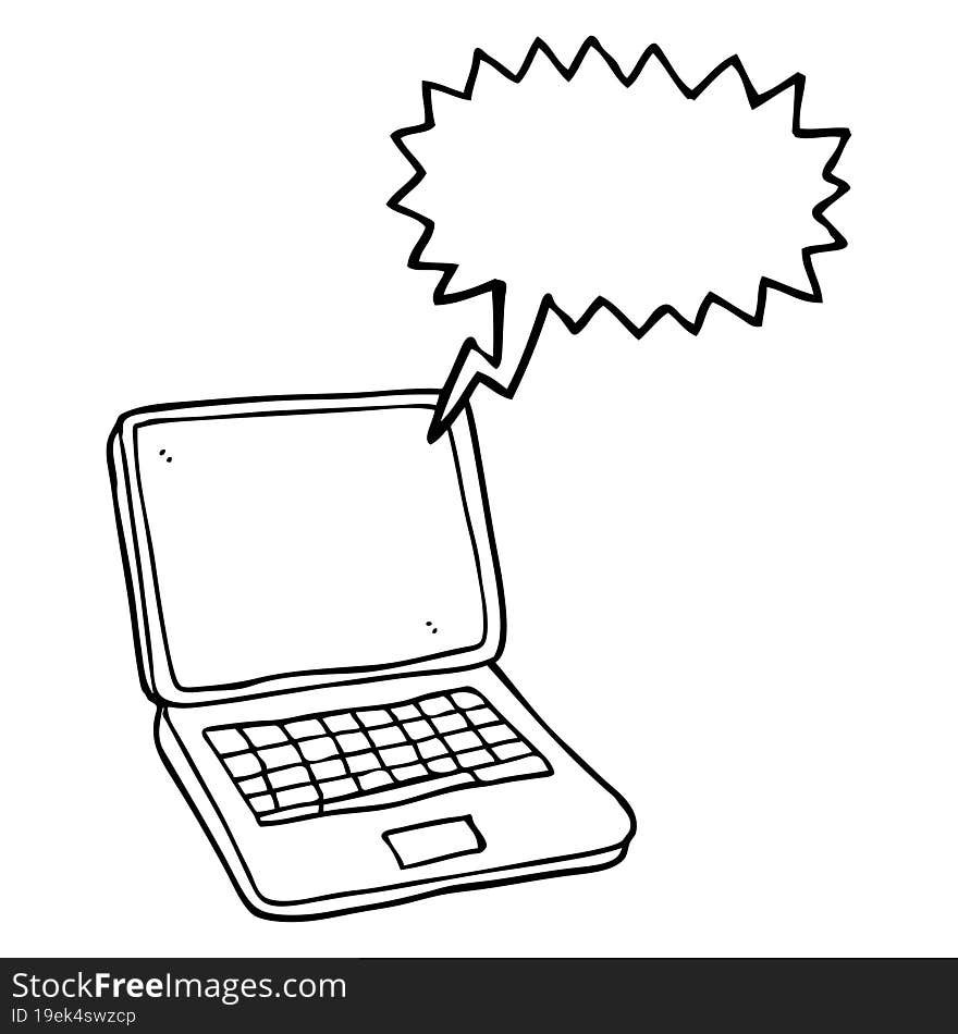 Speech Bubble Cartoon Laptop Computer