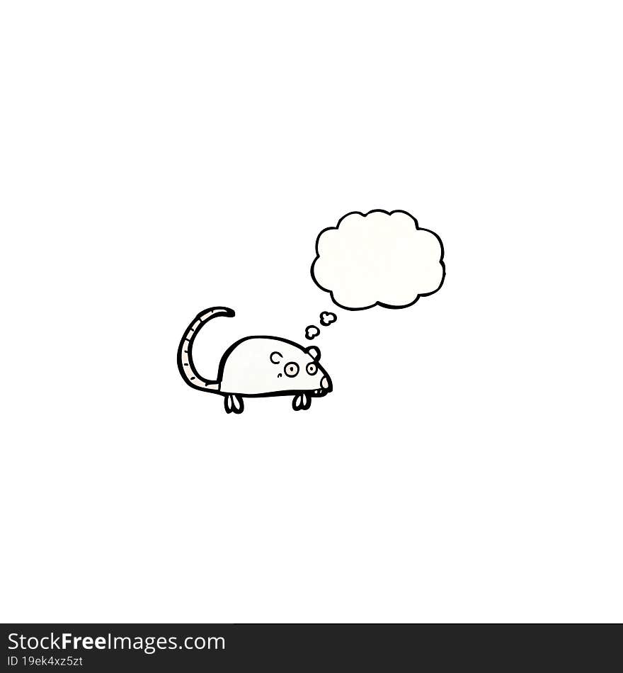 cartoon white mouse with thought bubble