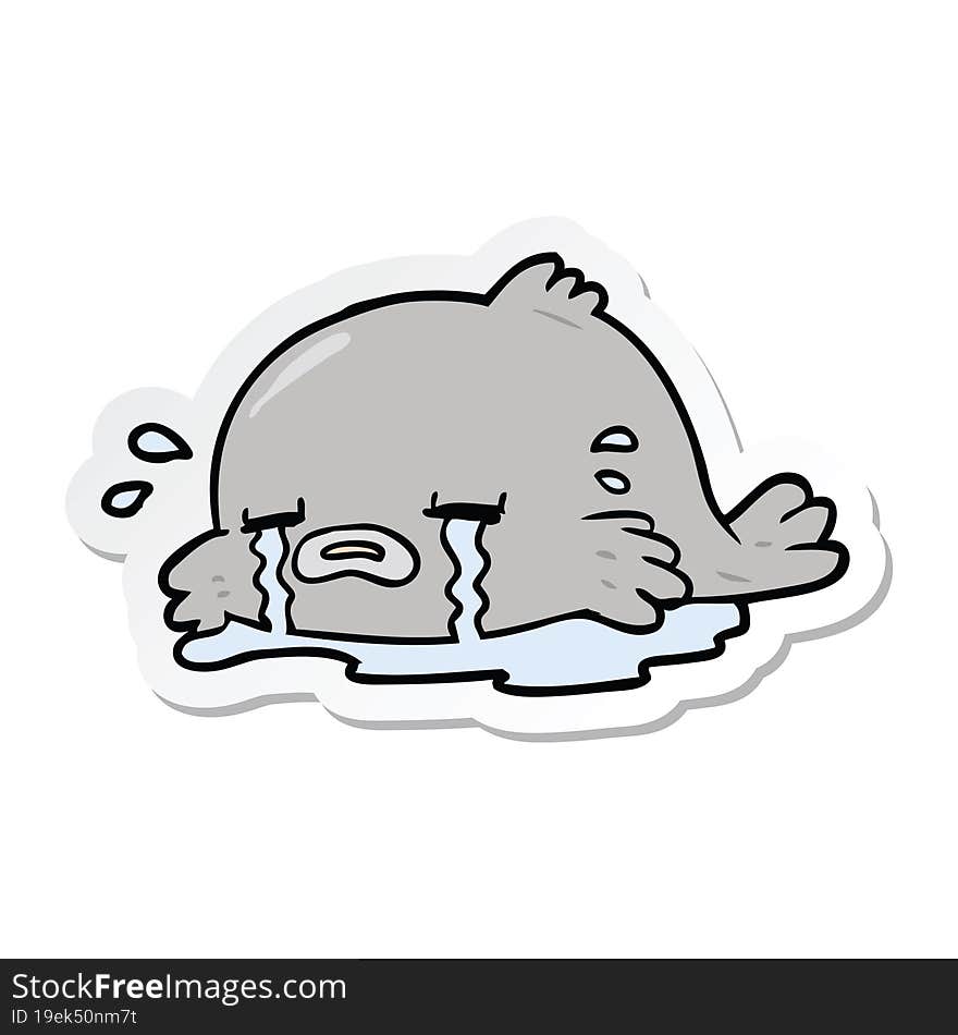 sticker of a cartoon crying fish