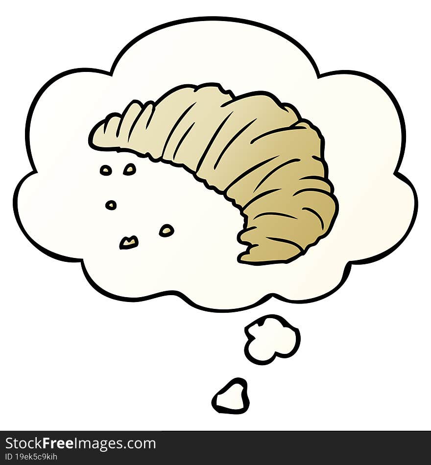 cartoon croissant and thought bubble in smooth gradient style