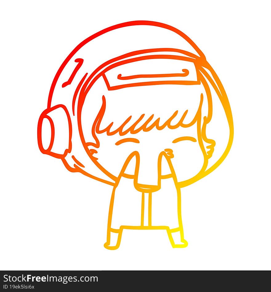 Warm Gradient Line Drawing Cartoon Curious Astronaut