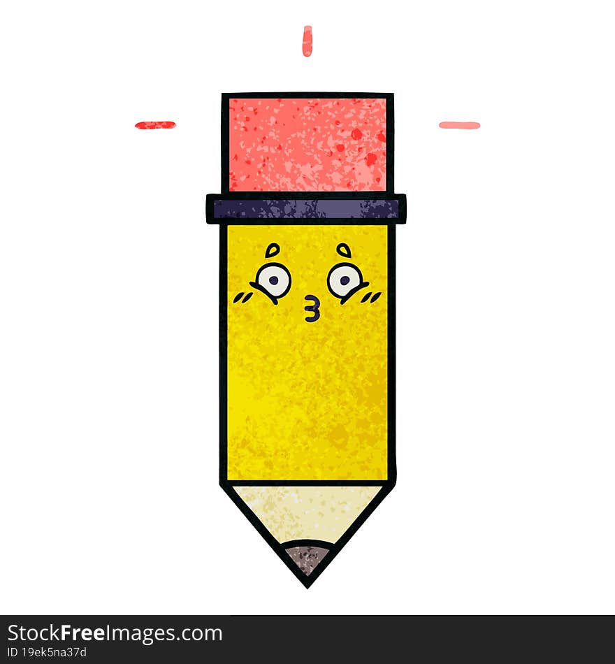 retro grunge texture cartoon of a pencil