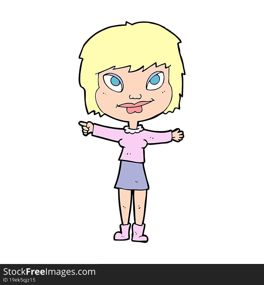 cartoon woman pointing