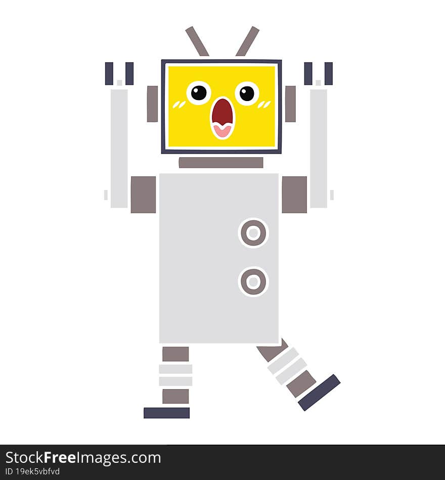 Flat Color Retro Cartoon Robot