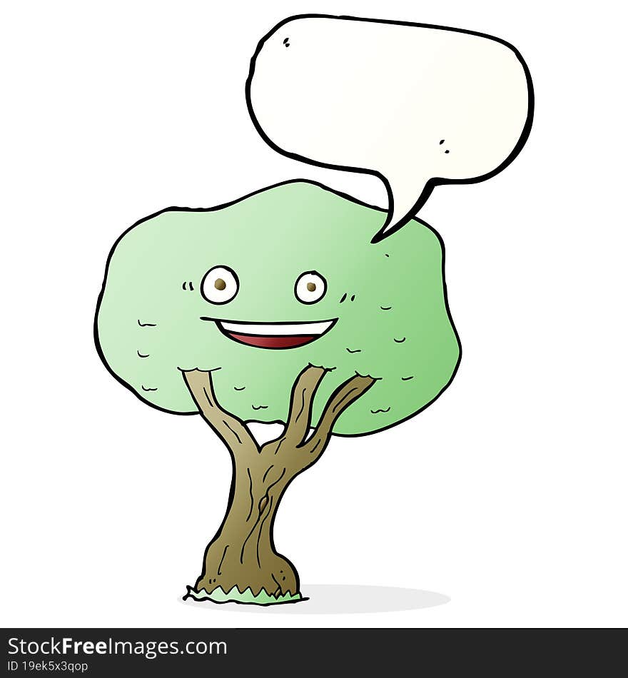 Cartoon Tree With Speech Bubble