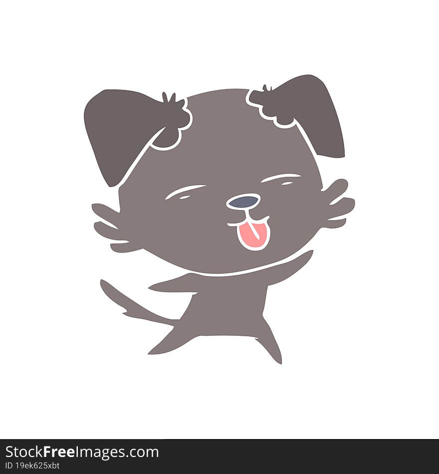 Flat Color Style Cartoon Dog Sticking Out Tongue