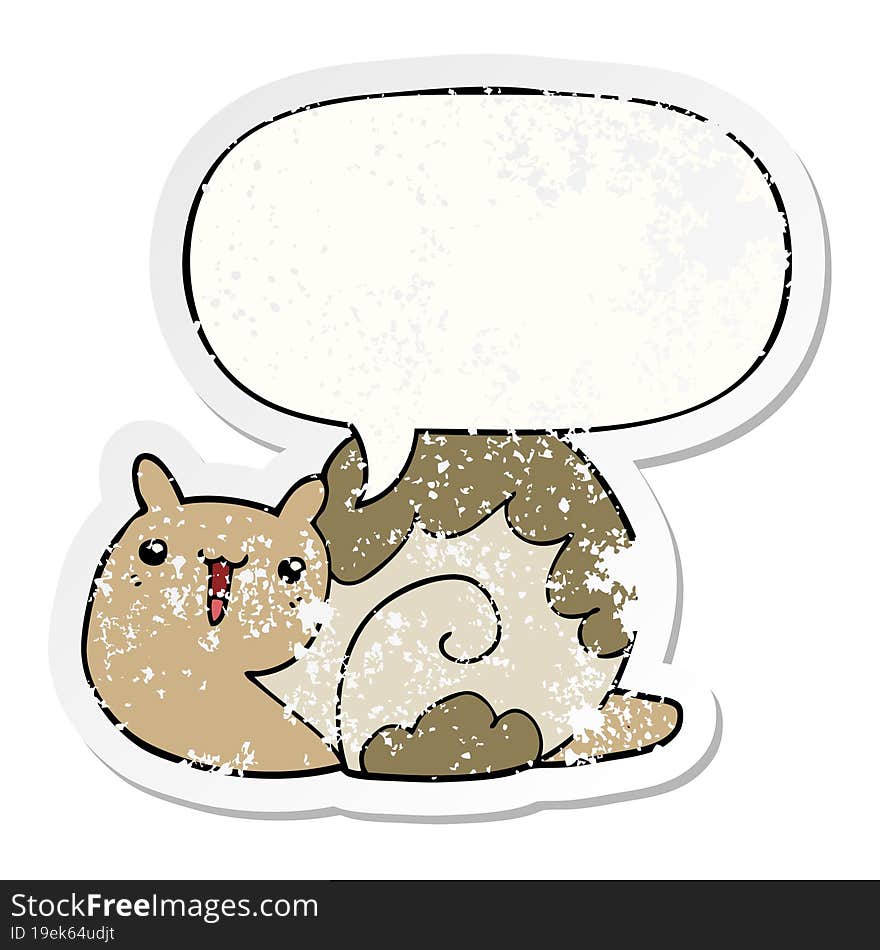 Cute Cartoon Snail And Speech Bubble Distressed Sticker