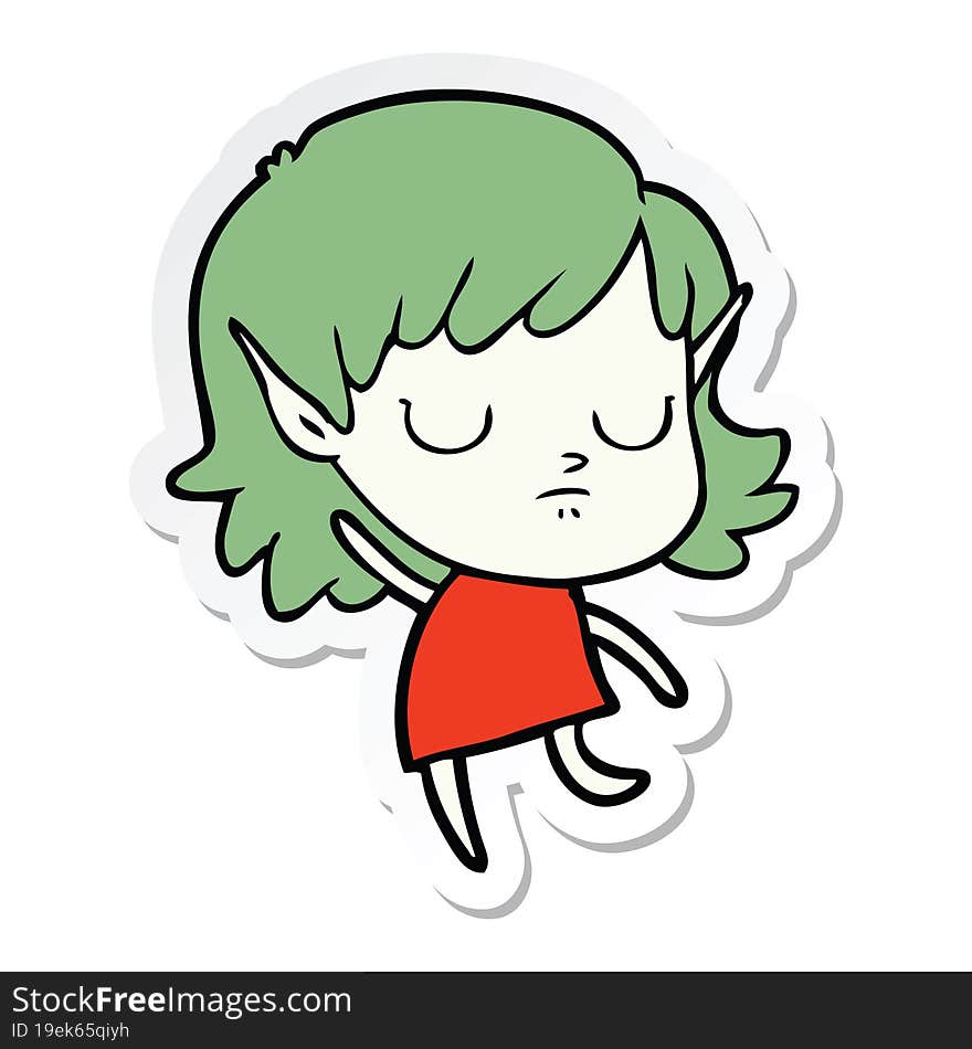 sticker of a cartoon elf girl