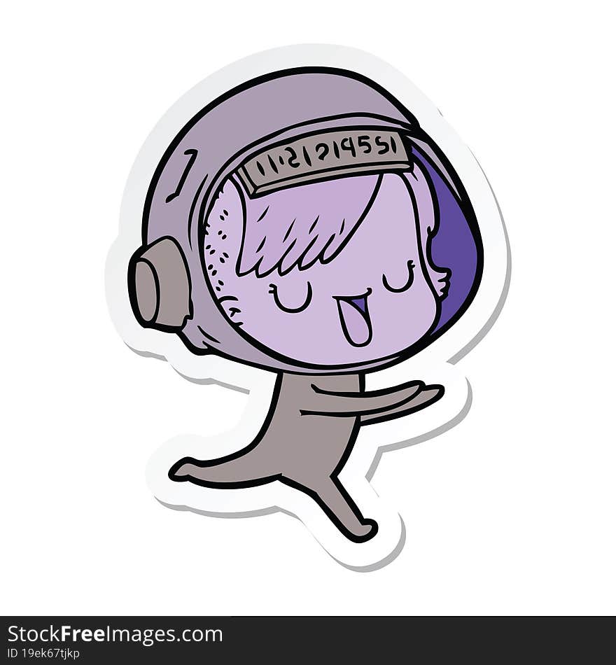 sticker of a cartoon astronaut woman