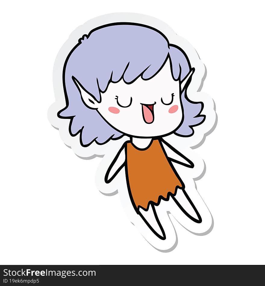 sticker of a cartoon elf girl