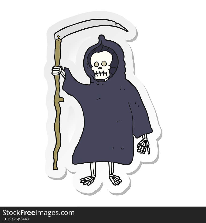 sticker of a cartoon spooky death figure