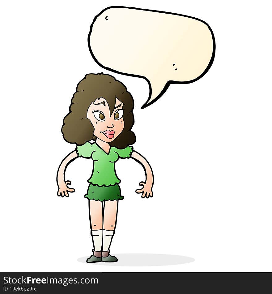 cartoon pretty woman with speech bubble