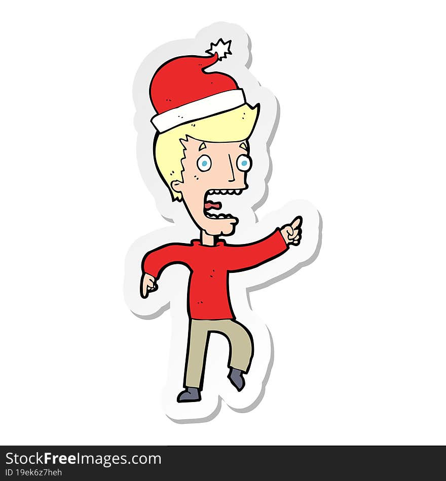 sticker of a cartoon man ready for christmas