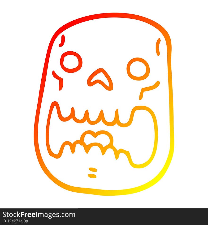 warm gradient line drawing cartoon halloween skull