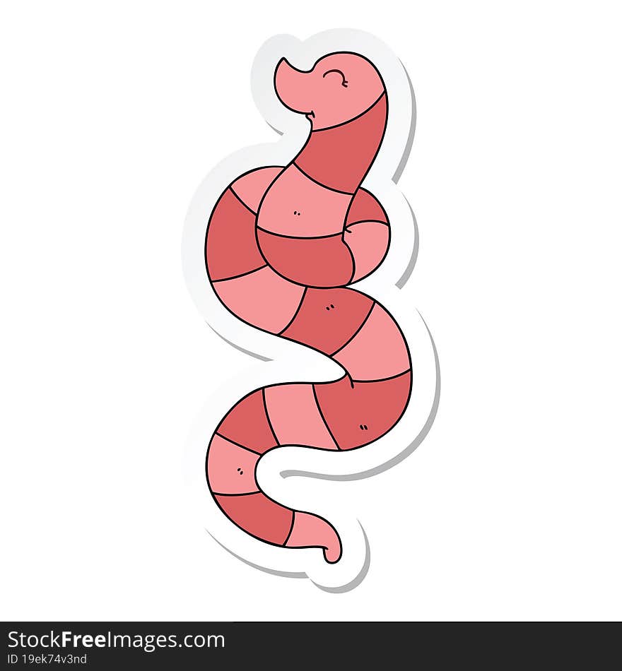 sticker of a quirky hand drawn cartoon worm