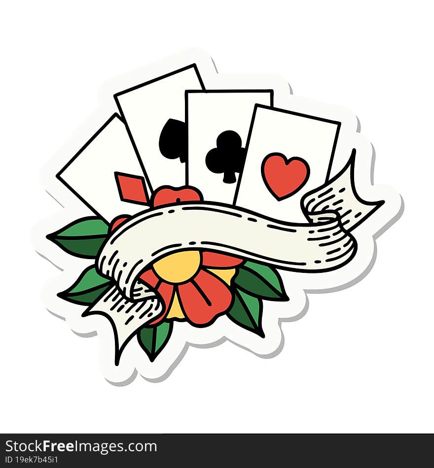 sticker of tattoo in traditional style of cards and banner. sticker of tattoo in traditional style of cards and banner