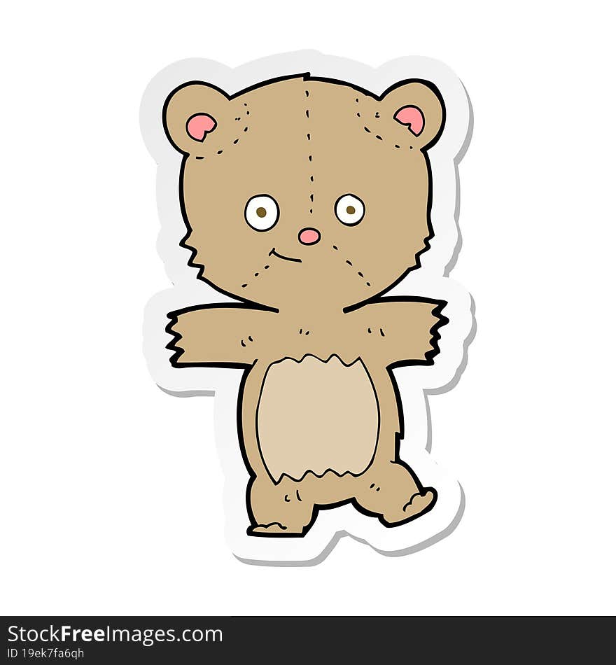 Sticker Of A Cartoon Funny Teddy Bear