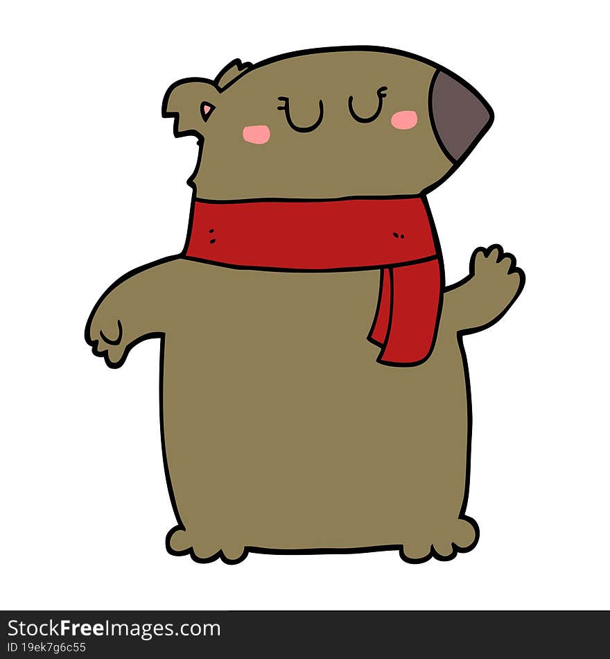 cartoon bear with scarf