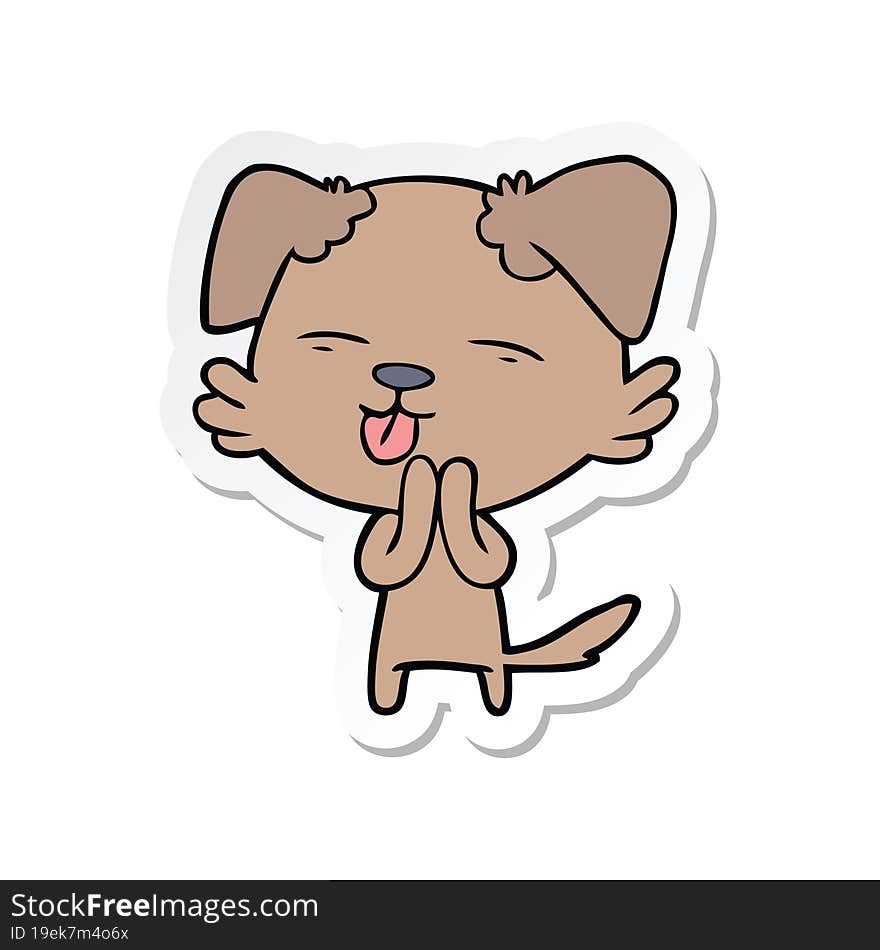 sticker of a cartoon dog sticking out tongue