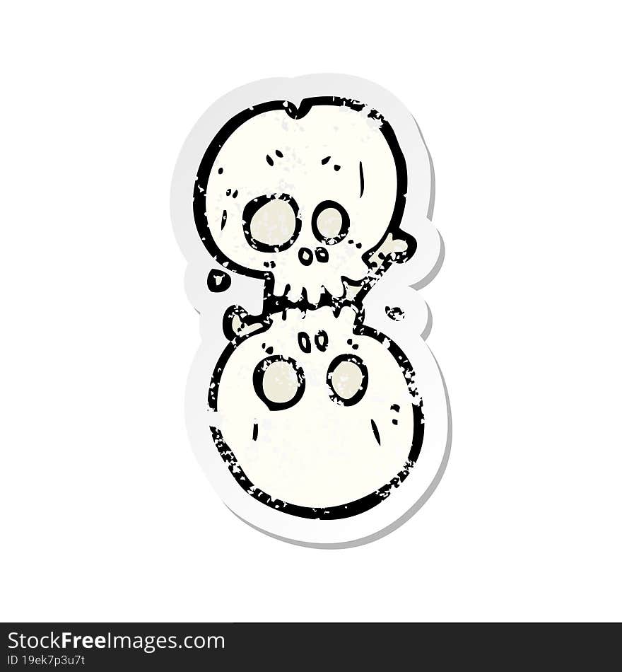 Retro Distressed Sticker Of A Cartoon Halloween Bone Number