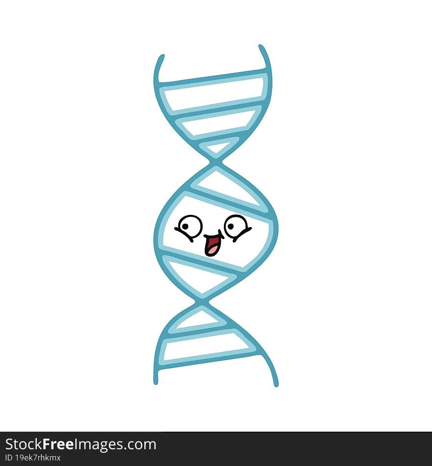 Flat Color Retro Cartoon DNA Strand