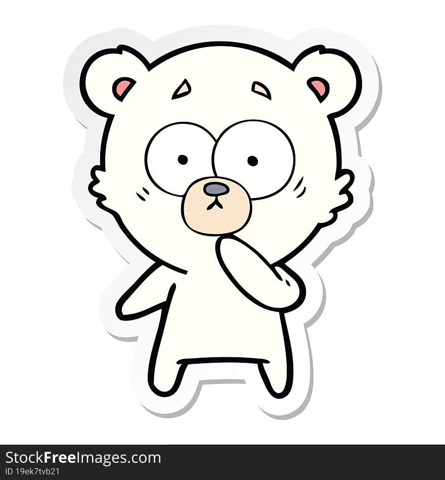 sticker of a nervous polar bear cartoon