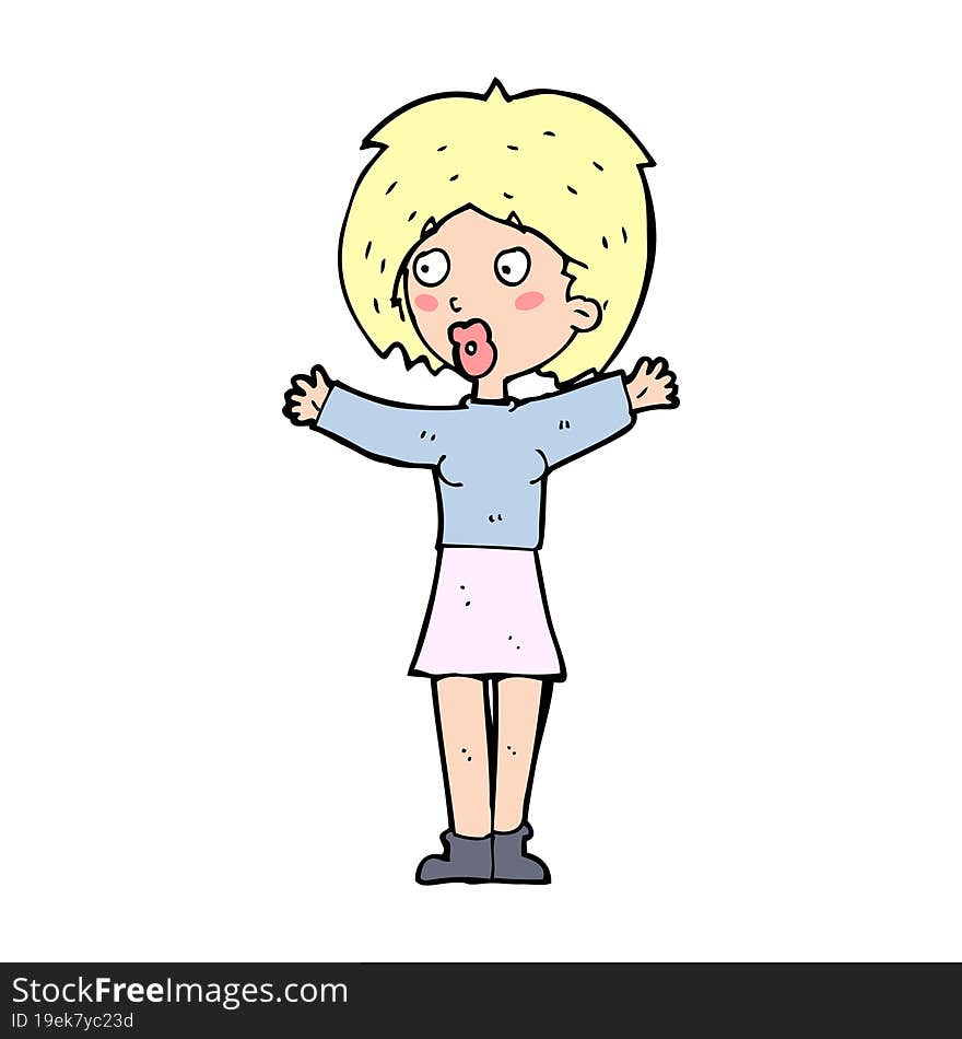 Cartoon Worried Woman