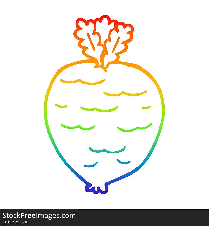 rainbow gradient line drawing of a cartoon root vegetable