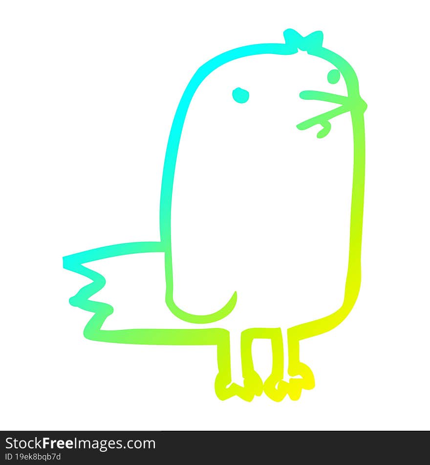 cold gradient line drawing cartoon bird