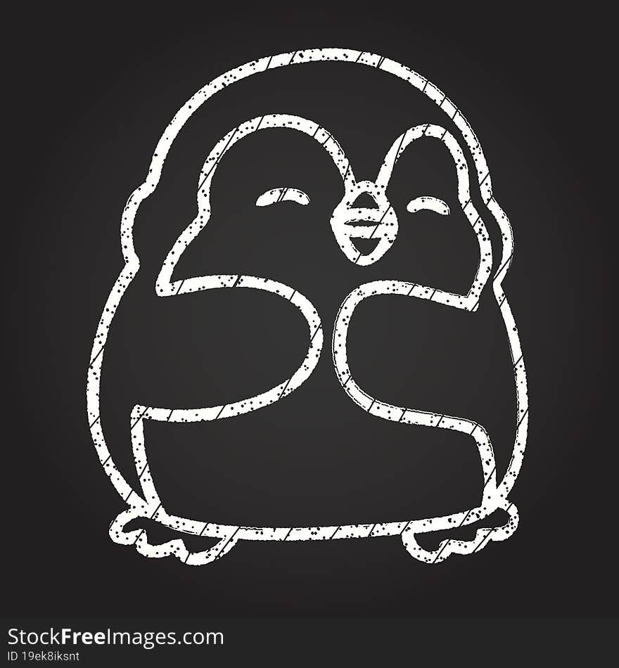 Cute Penguin Chalk Drawing