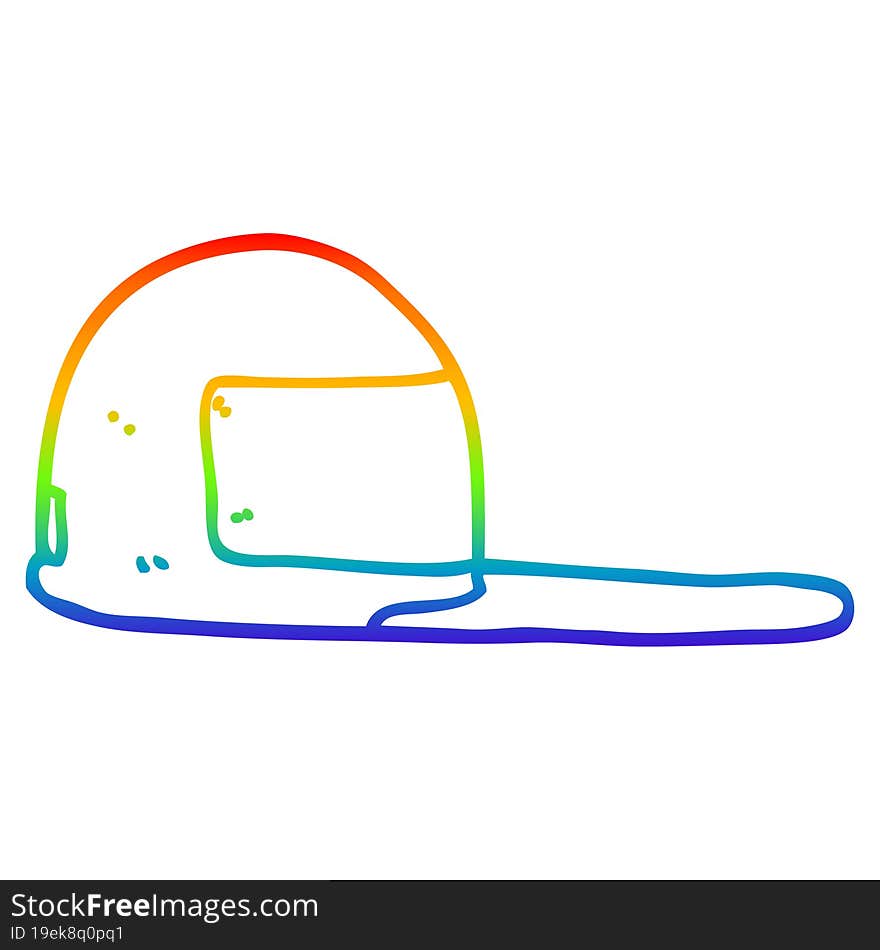 rainbow gradient line drawing cartoon baseball cap