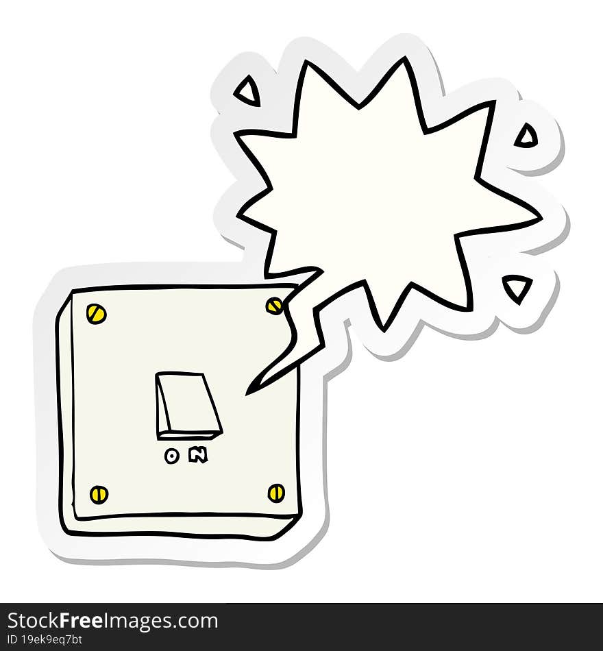 cartoon light switch and speech bubble sticker