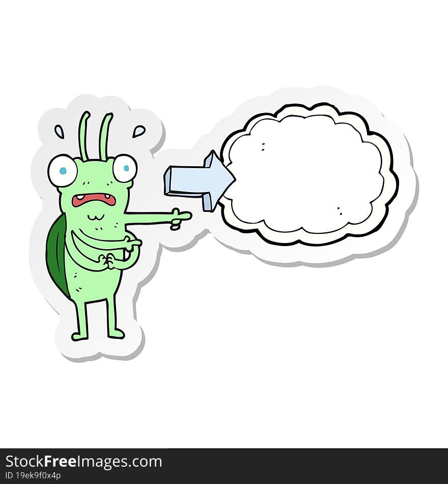 sticker of a cartoon bug pointing