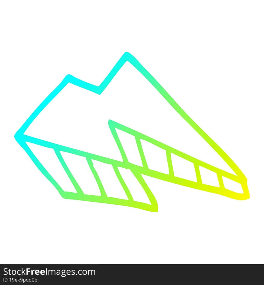 cold gradient line drawing cartoon lightening bolt