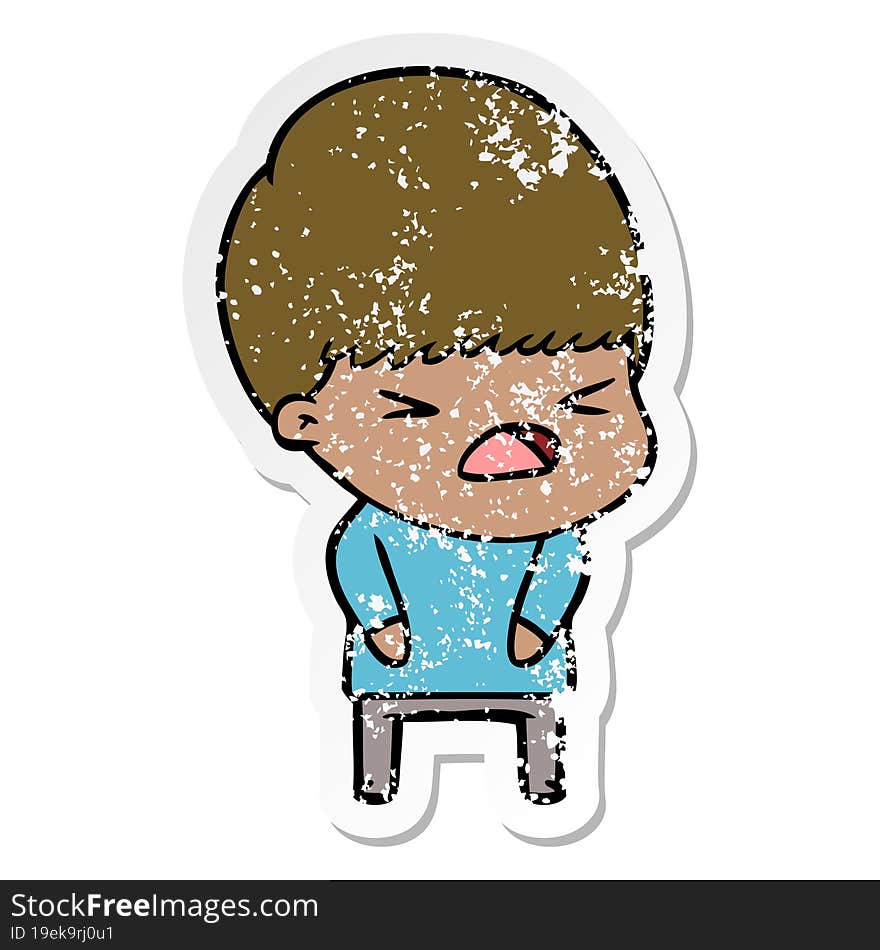 distressed sticker of a cartoon stressed man