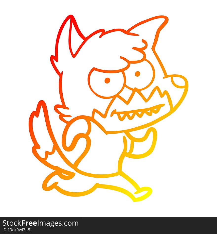 warm gradient line drawing cartoon grinning fox