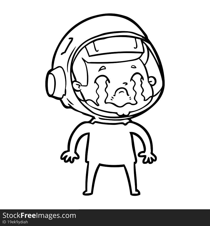 cartoon crying astronaut. cartoon crying astronaut